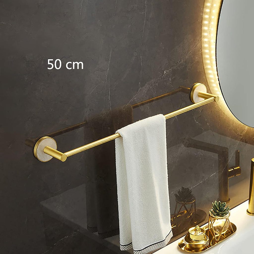 Towel Bar Brushed Gold Towel Rail Space Aluminum Bathroom Towel Rack Wall Mounted Towel Holder Double Rod Storage Rack for Bathroom, Kitchen, Toilet,50 cm