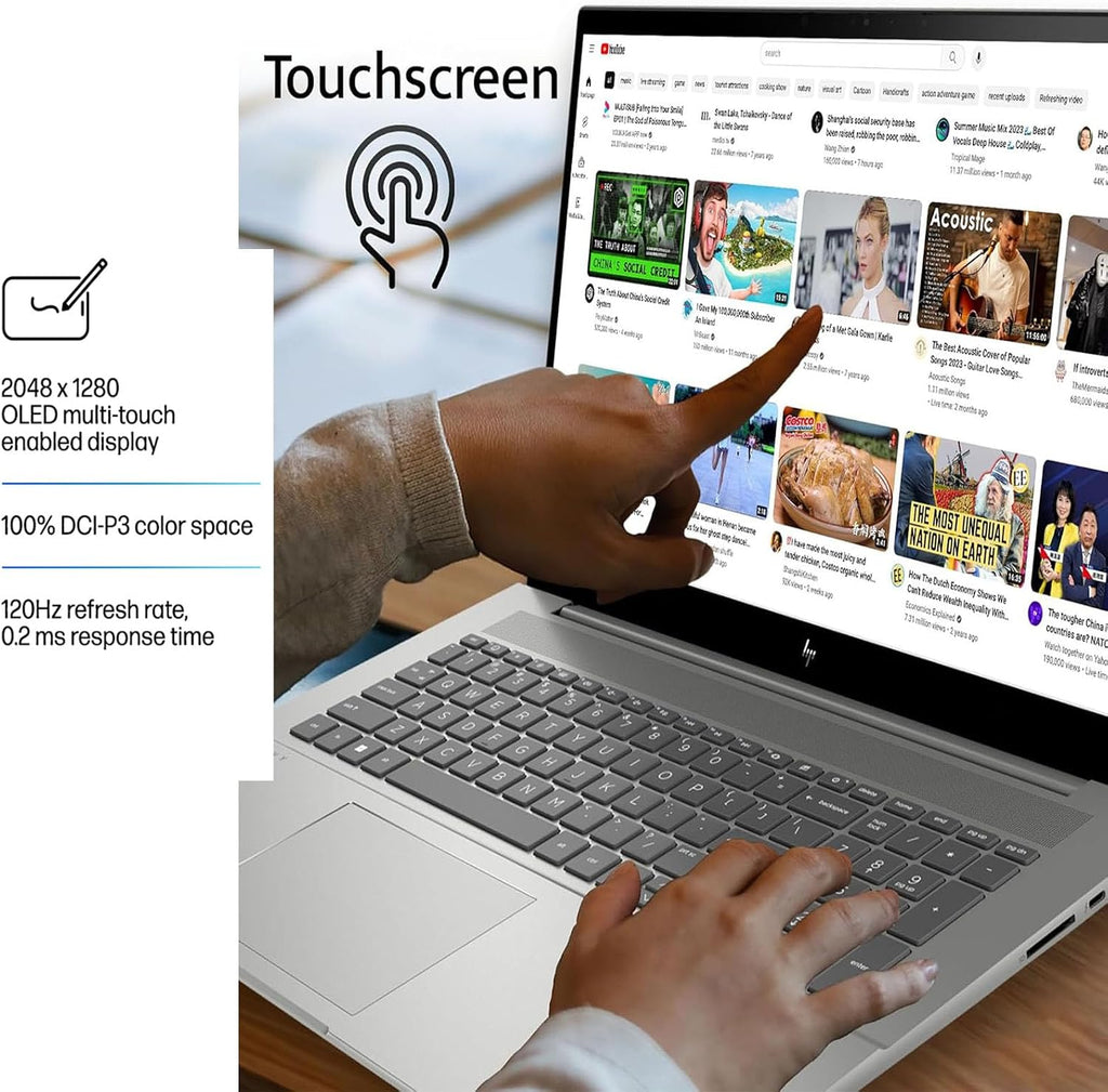 HP OmniBook X Touchscreen Laptop - Intel Core Ultra 7 255H - RTX 4050-16inch OLED Display 120Hz -32GB RAM| 2TB SSD -Backlit Keyboard -Video Editing Laptop Business College -Windows 11 Pro Office 365