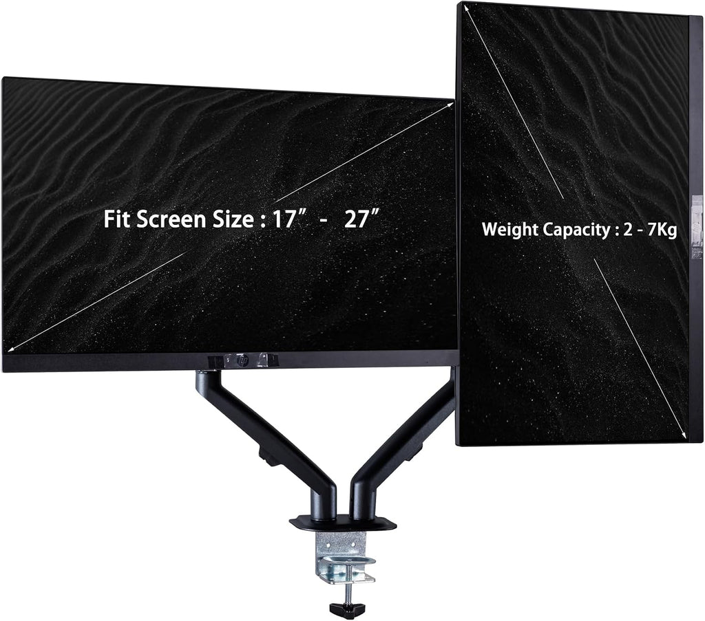 HP Series 5 Pro 24' WUXGA IPS Monitor with 5ms Response Time, Flicker Free, VESA Mount (100mm), Displayport, HDMI, Black/Silver Color 2 Pack with DKZ Hub & ErgoFlexy Dual Monitor Mount