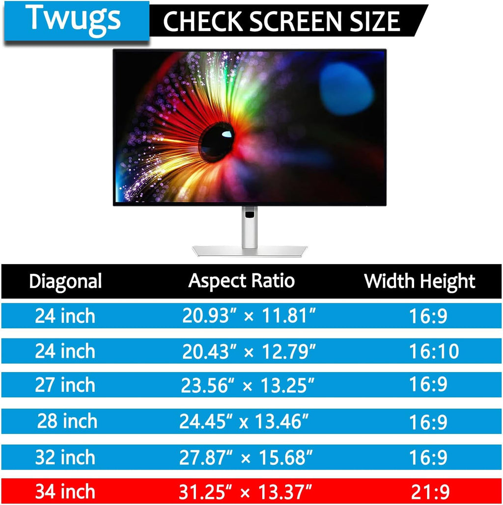 [5 Pack] 34 Inch Computer Privacy Screen for 21:9 Aspect Ratio Widescreen Monitor, Eye Protection Anti Glare Blue Light Filter Shield, Removable Anti-Scratch Anti Spy Protector