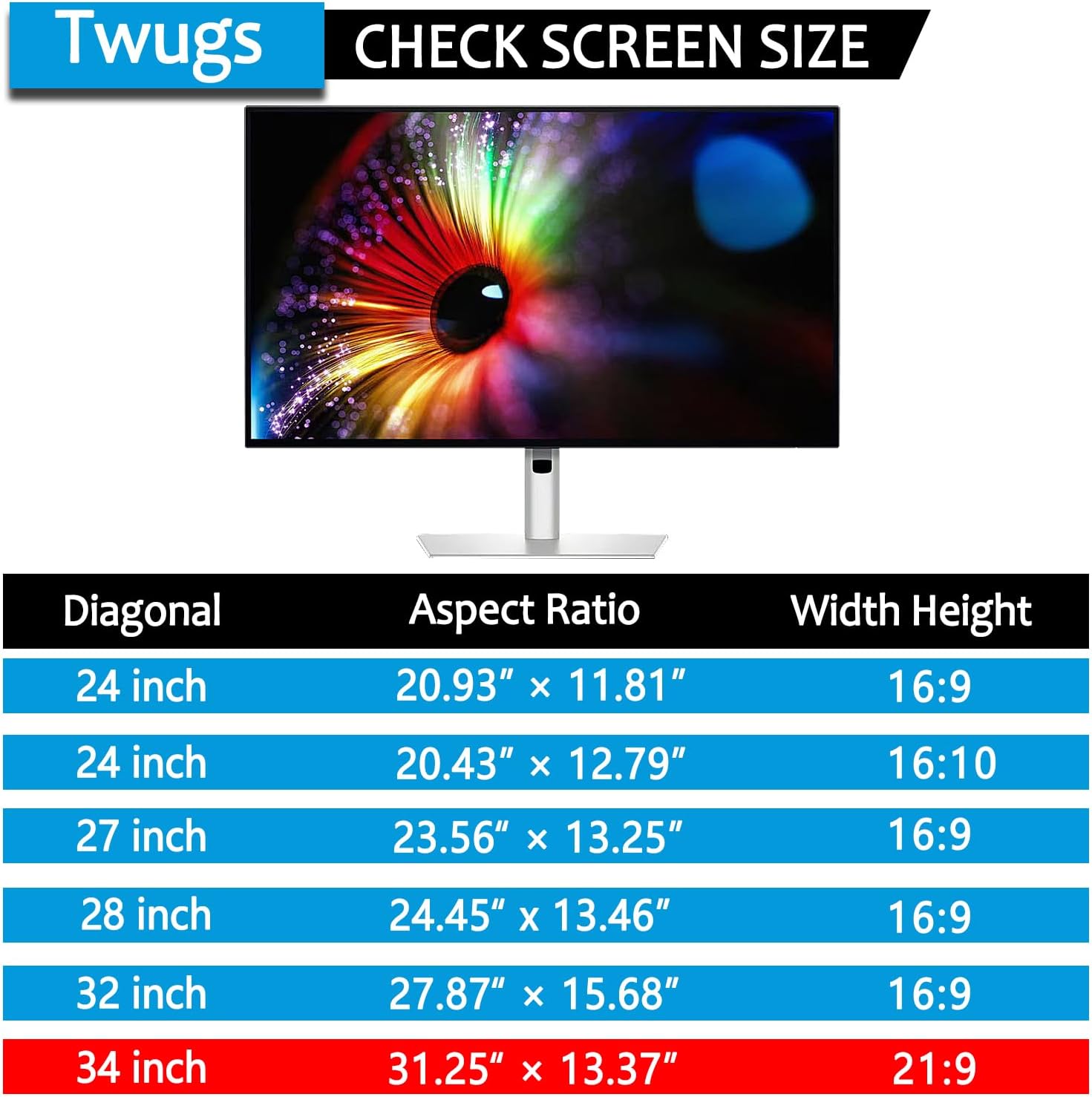 [5 Pack] 34 Inch Computer Privacy Screen for 21:9 Aspect Ratio Widescreen Monitor, Eye Protection Anti Glare Blue Light Filter Shield, Removable Anti-Scratch Anti Spy Protector