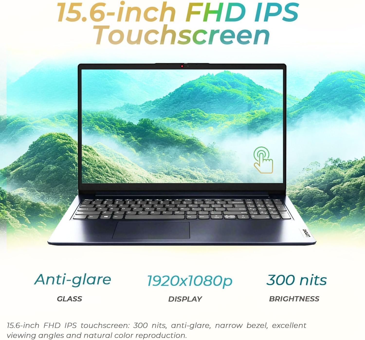 Lenovo IdeaPad 15.6' FHD Touchscreen Laptop, Intel i5-1335U, 8GB RAM, 256GB SSD, FHD Touch, Fast WiFi 6, Windows 11, Slim & Portable, Student & Business Laptop, Blue, WOWPC Recovery USB Included