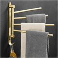 Folding Arm Swivel Towel Rack Bar Rails, for Bathroom, Brass Bars,Wall Mount Drying Racks for Laundry,Swing Out, Hand(Brushed Gold)