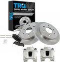 TRQ Rear Brake Pad and Rotor Set Ceramic Rotors Calipers Compatible with 2004-2010 Infiniti QX56 2004-2015 Nissan Titan 2004 Pathfinder Armada 2005-2015 Armada