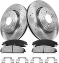 Anpulsero Brake Pads And Rotors Kit Compatible with 2006-2023 Dodge Charger, AWD 345mm(13.6in) Front Rotor and 320mm Vented Rear Rotor, Automotive Replacement Brake Kits Drilled And Slotted Rotors