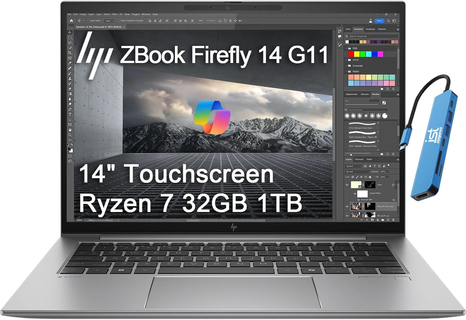 HP ZBook Firefly 14 G11 Mobile Workstation Laptop (14' FHD+ Touchscreen, 32GB DDR5, 1TB SSD, AMD Ryzen 7 8840HS (>Intel i7-1355U)) for Engineer, Designer, Thunderbolt 4, IR Webcam, IST HUB, Win 11 Pro