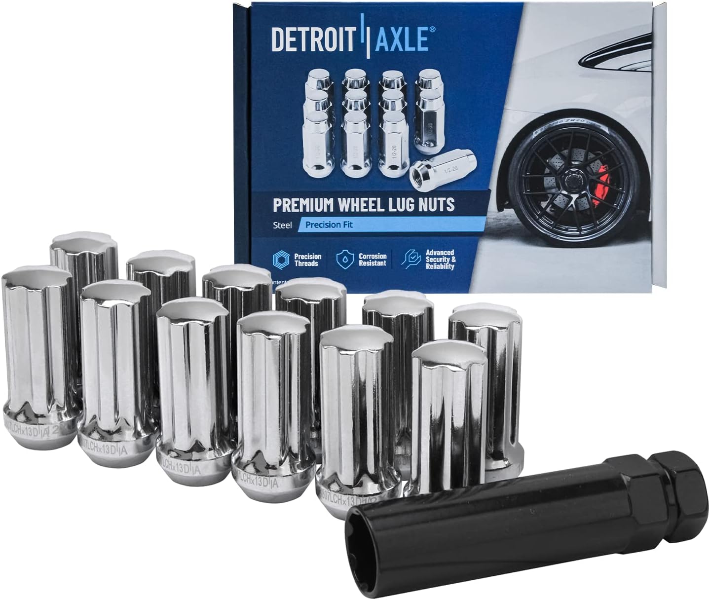 Detroit Axle - Front Wheel Bearing Hubs Brake Kit for Chevy Trailblazer SSR GMC Envoy XL Buick Rainier Ascender Saab 9-7X Wheel Bearing Hubs Brake Rotors Brakes Pads Replacement : 12.8 inch Rotors