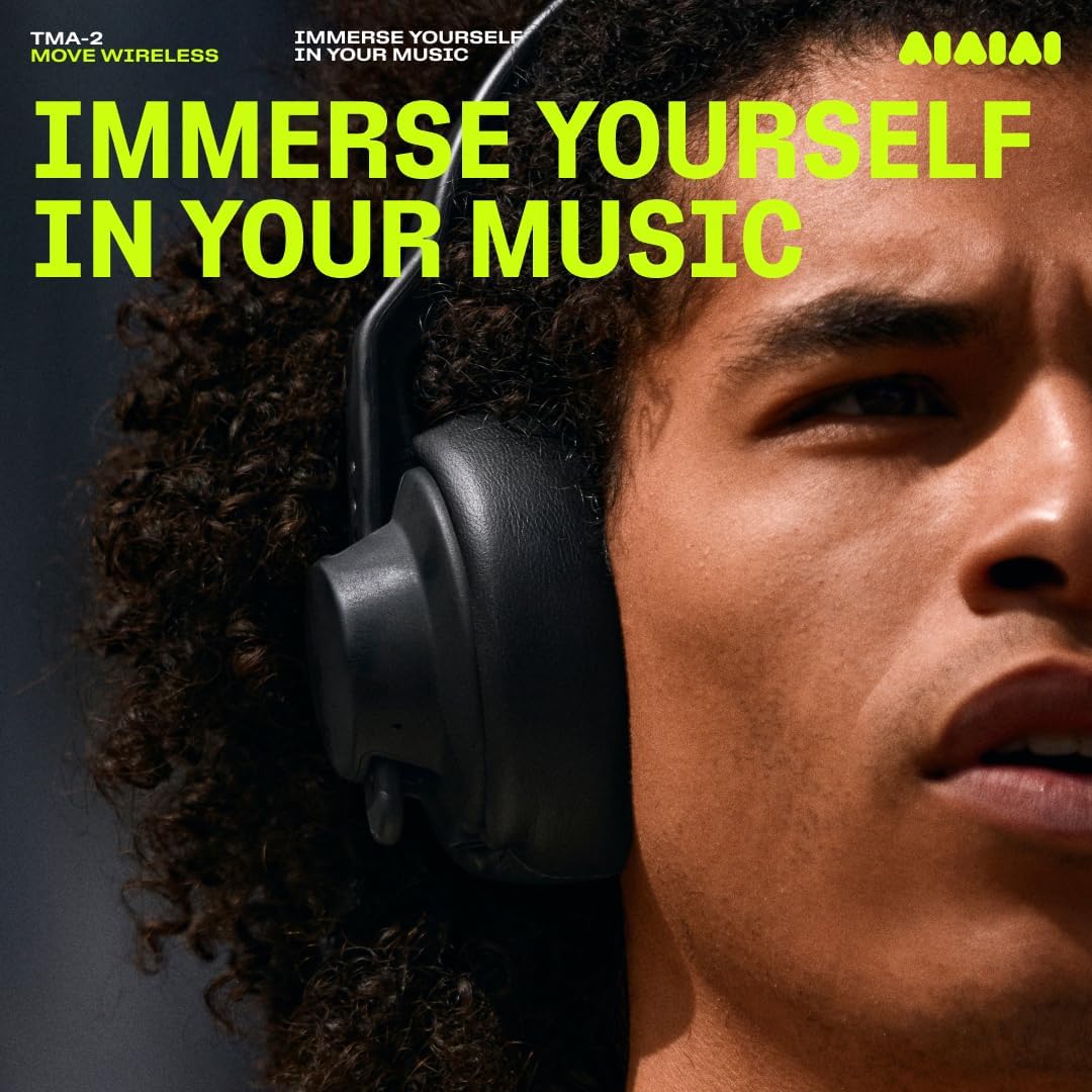 AIAIAI TMA-2 Move Wireless, Versatile Bluetooth Headphones with Rich, Natural Sound, Soft Memory Foam Cushions, 40 Hours of Battery and a Modular Design with Replaceable Parts