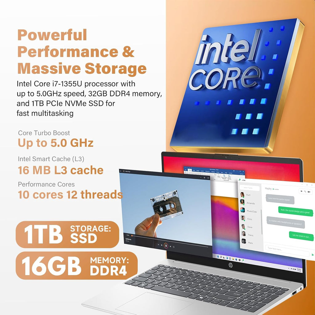 HP 2026 15.6' Touchscreen Business Laptop - Intel 10-Core i7 1355U (Up to 5.0GHz), 16GB RAM, 1TB SSD, 15.6' FHD Anti-Glare 300 nits Display, Win 11 Pro, Wi-Fi 6, Ai Copilot, w/Redragon Bundle