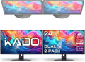 Kado Dual Monitor Setup - 2-Pack 24' 1920x1080 Computer Monitor 75Hz VESA Mount HDMI Office Gaming Hybrid Multitasking Daytrading Built-in Speakers