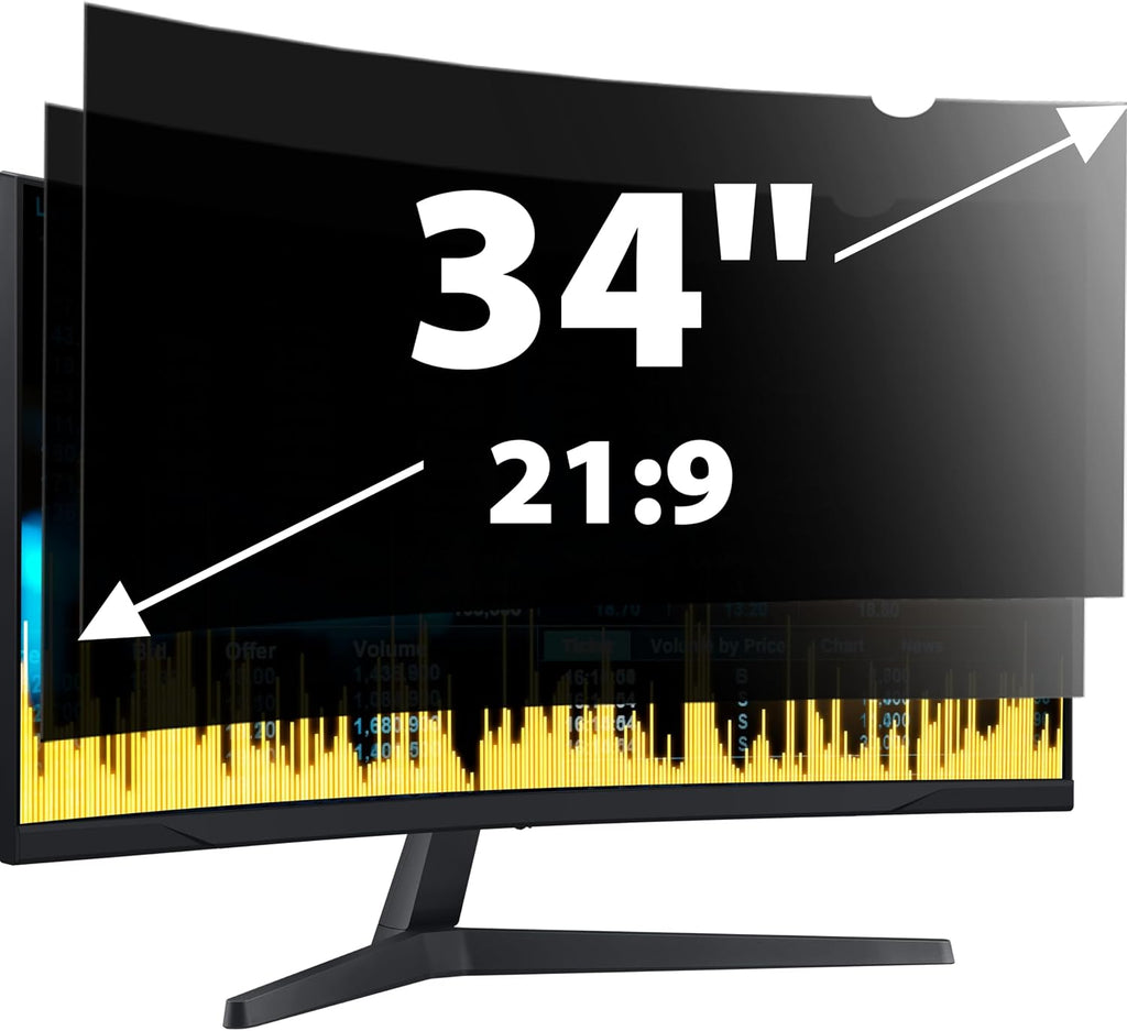 2 Pack 34 Inch Computer Privacy Screen for 21:9 Aspect Ratio Widescreen Monitor, Anti UV Eye Protection Anti Glare Blue Light Screen Protector Monitor Privacy Filter, Removable Film (31 1/4 × 13 3/8)
