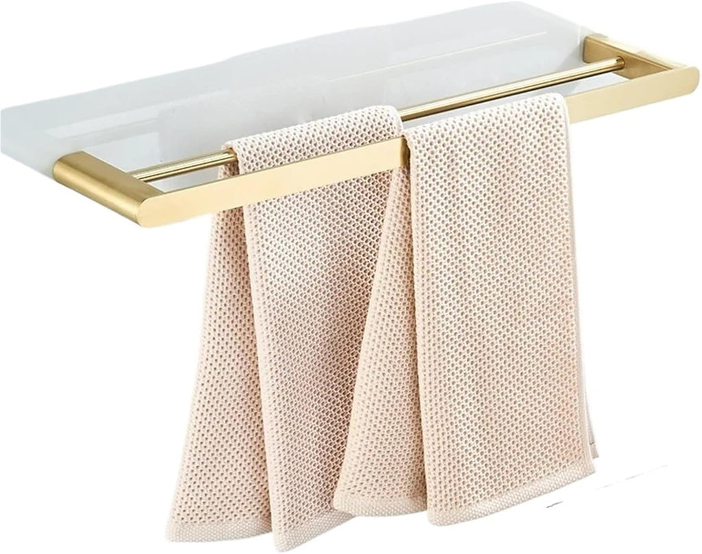 Gold Bathroom Double Towel Holder Stainless Steel Double Towel Rack Bath Towel Bar Bathroom Hardware Accessories Grey Black(60cm Black)