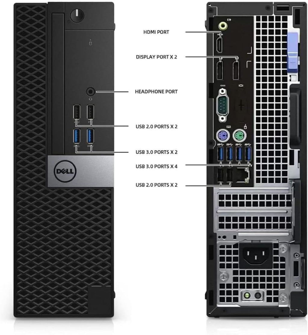 Dell OptiPlex 5040 SFF Desktop Computer PC - Intel Core i5-6500 3.2GHz - 8GB RAM - 128GB SSD + 500GB HDD - 22' Monitor - RGB Keyboard & Mouse - WiFi - HDMI - Windows 11 Pro (Renewed)