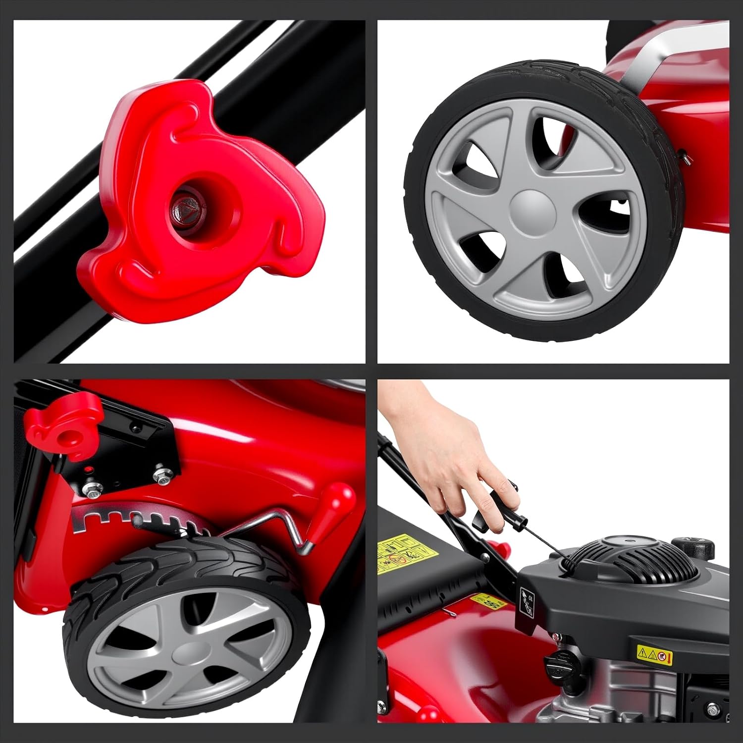 LE11132-46A3 Gas Self-Propelled Lawn Mower,131cc Gas Engine,Bagging,Mulching,and Side Discharge,3-in-1 Rear-Wheel Drive Variable Speed Lawn Mower with 50L Grass Tank and Big Wheels Red
