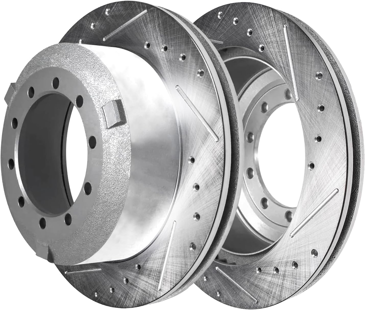 Detroit Axle - Brake Kit for Ford 2017-2021 F-450 F-550 Super Duty 2018-20 Drilled and Slotted Disc Brakes Rotors Ceramic Pads Replacement: 15.39' Front 15.75' Rear Rotor