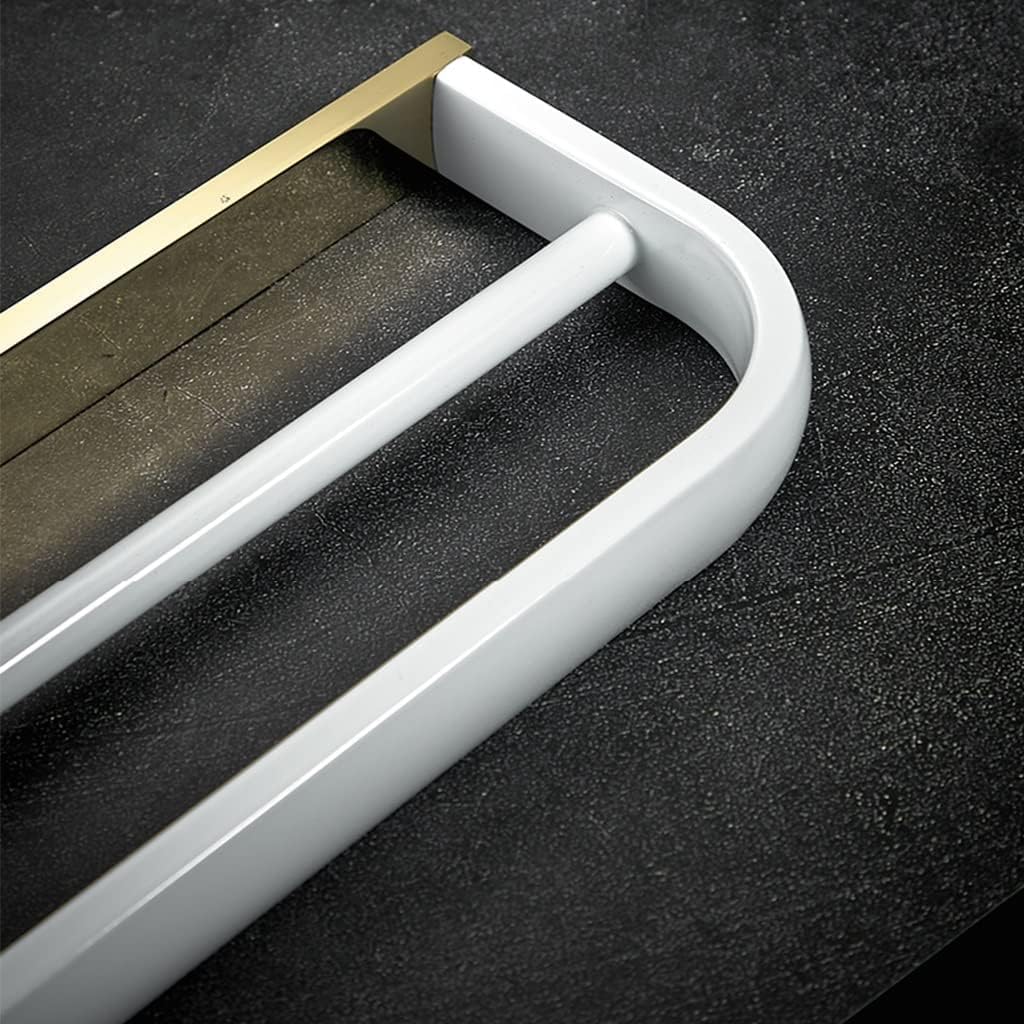 All-Copper Gun Gray Towel Rail - Stylish Bathroom Towel Rack with Black Bath Towel Bar and White Double-Bar Wall Hanging Design(Copper Platinum 60cm)