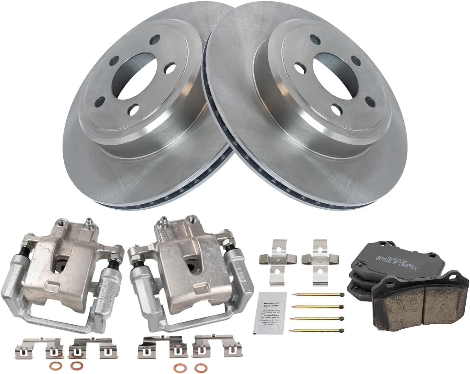 TRQ Rear Brake Pad and Rotor Set Ceramic Vented Rotors Calipers Compatible with 2015 Dodge Charger