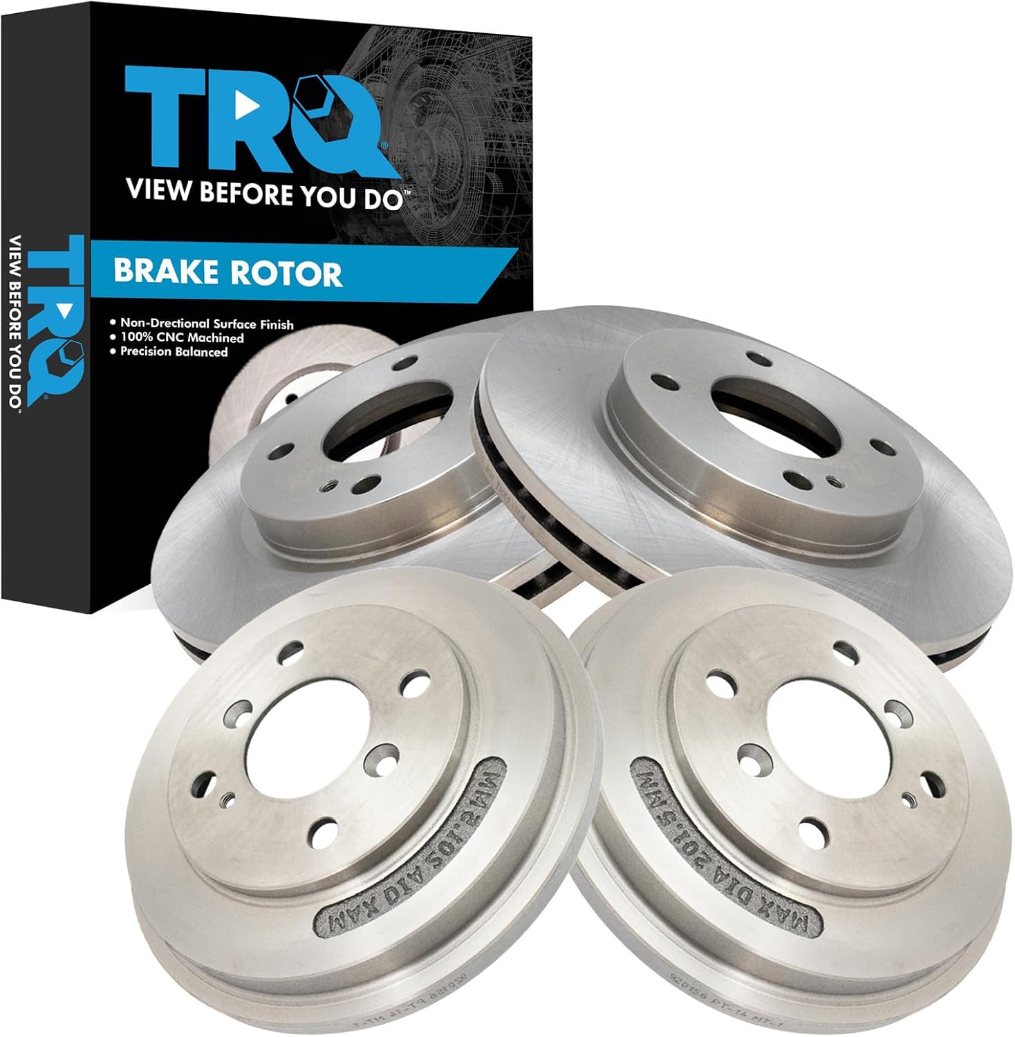 TRQ Front and Rear Brake Rotor Set Compatible with 2011-2019 Ford Fiesta