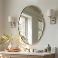ANDY STAR Large Brushed Nickel Oval Scalloped Mirror 30x40, Silver Oval Bathroom Mirror for Wall, Stainless Steel Framed Mirror for Master Vanity, Entryway, Hallway, Rust-Resistant