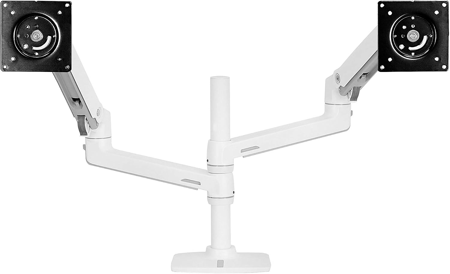 Ergotron – LX Vertical Stacking Dual Monitor Arm, VESA Desk Mount – for 2 Monitors Up to 24 Inches, 7 to 20 lbs Each – White