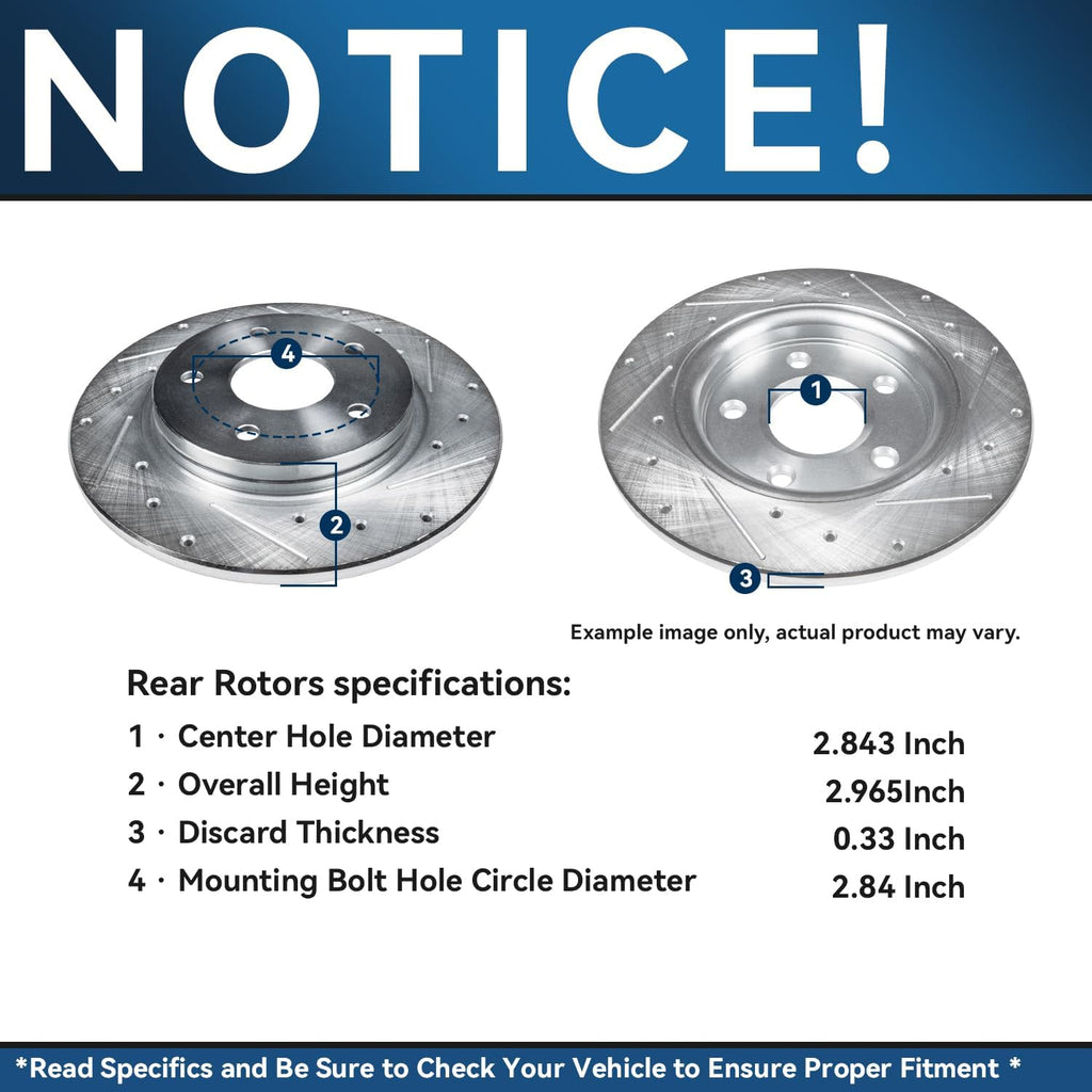 Detroit Axle - Brake Kit for Chrysler 300 Dodge Magnum Challenger Charger, 12.60'' inch Front & Rear Drilled & Slotted Brake Rotors Ceramic Brake Pads w/Hardware Replacement