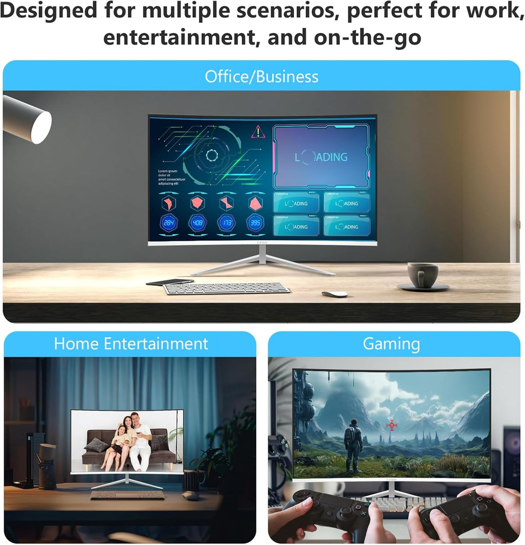 Z-Edge 24-inch Curved Gaming Monitor, Full HD 1080P 1920x1080 LED Backlight Monitor, with 100Hz Refresh Rate and Eye-Care Technology, U24C 178° Wide View Angle, DP+HDMI
