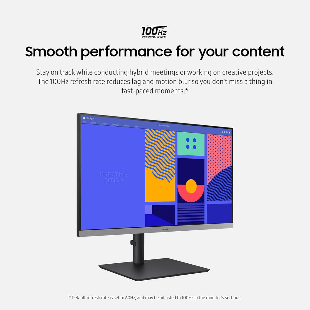 Samsung 24-Inch S43GC Series Business Essential Computer Monitor, IPS Panel, Height Adjustable Stand, Triple Input, New DisplayPort, 100Hz, AMD FreeSync, Advanced Eye Care LS24C432GANXZA, 2024