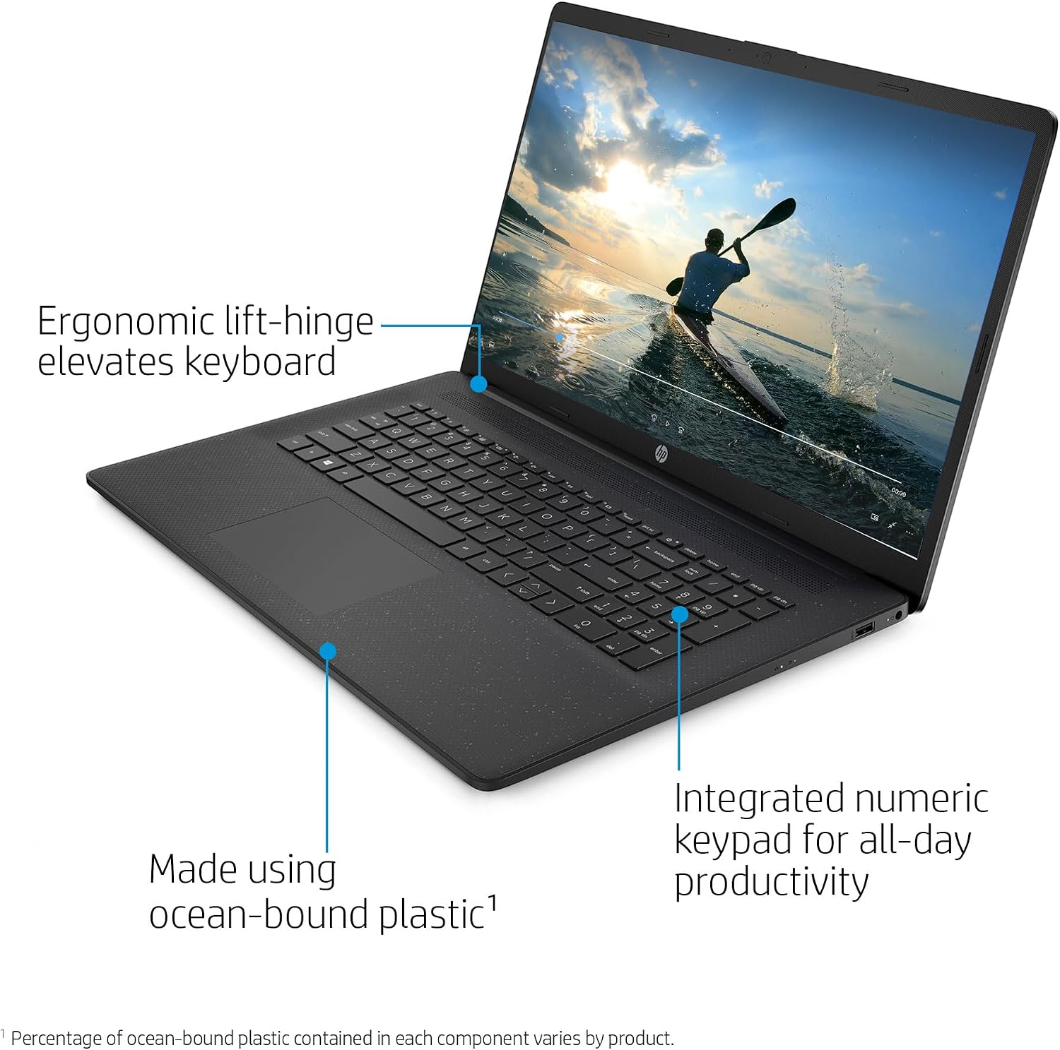 HP 17 Laptop (17.3' HD+ BrightView, Intel 10-Core i7-1355U, 16GB RAM, 512GB SSD, Narrow Bezel) for Business, Enterprise, Students, Long Battery Life, Webcam, Wi-Fi 6, Fast Charge, Win 11 Pro, Black