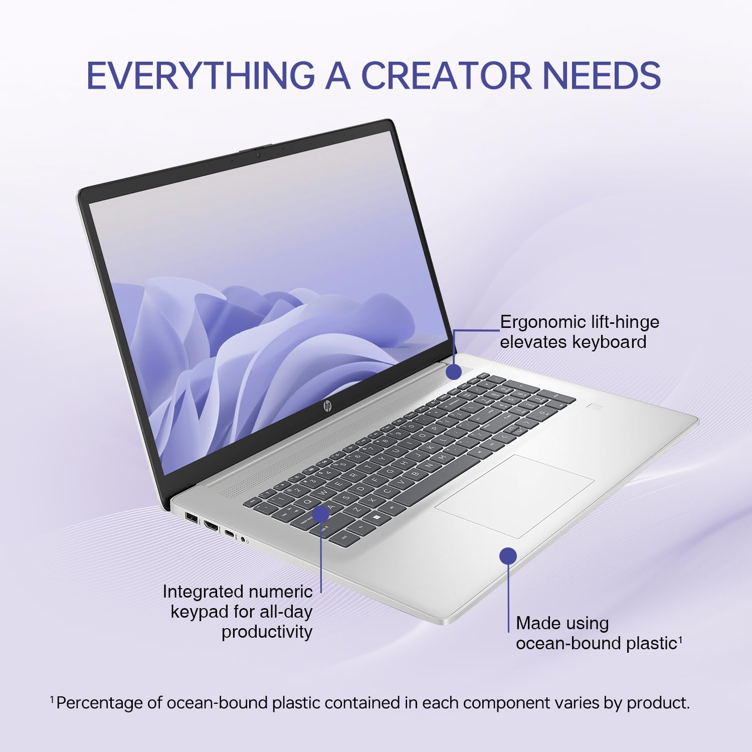 HP 17t Performance Business Laptop, 17.3' FHD, Intel Core i7-1355U, 16GB RAM, 1TB SSD, Fingerprint Reader, HDMI, SuperSpeed USB, Wi-Fi 6, Backlit Keyboard, Windows 11 Pro, Silver
