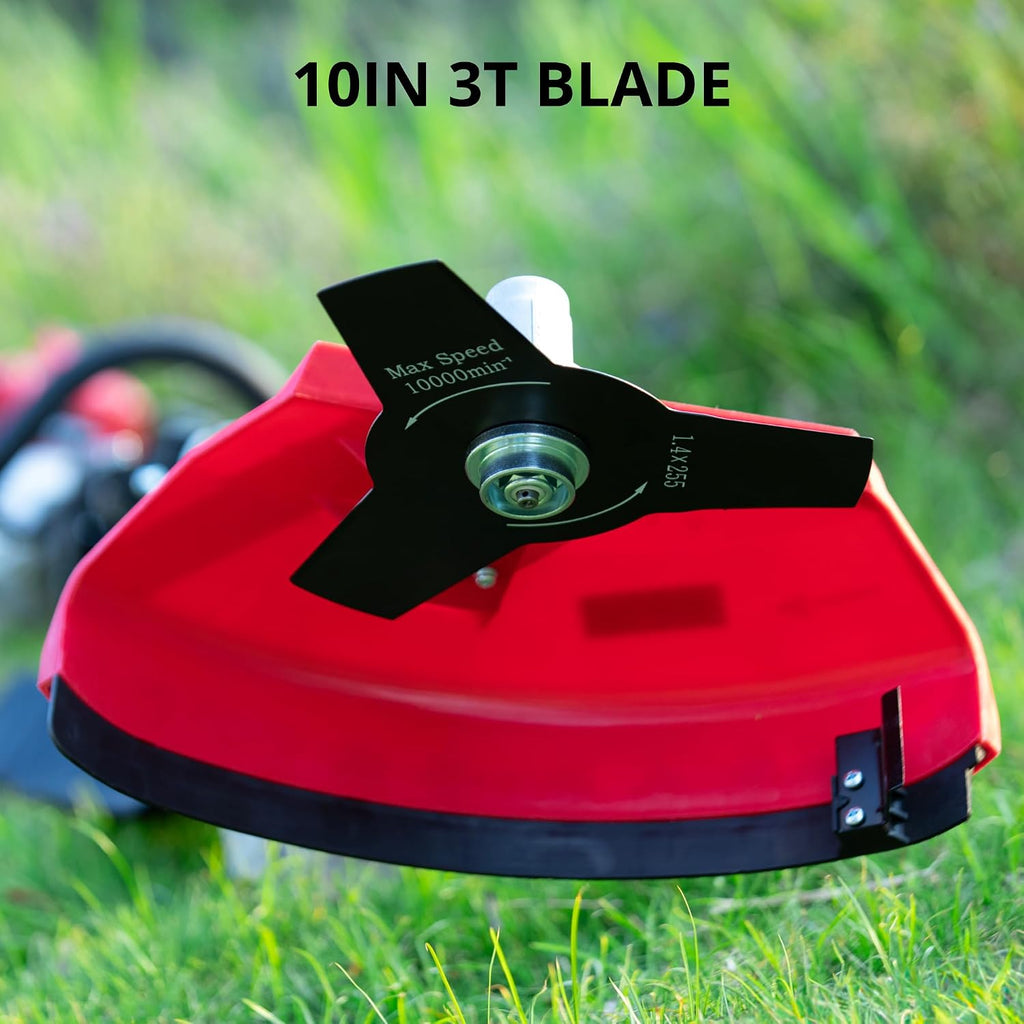 AMERISUN Weed Trimmer Gas Powered 26cc, Gas Weed Eater 2 in 1, 2 Cycle Air-Cooled Engine 10'' Brush Blade 16'' Cutting Width with Rubber Handle & Shoulder Strap Portable Quick Start