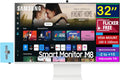 Samsung 32' 4K UHD VA Smart Monitor with HDR10, 4ms Response Time, Built-in Speakers, 400 nits Brightness, Flicker Free, VESA Mount (100mm), HDMI & Dockztorm USB Port Expander, White Color