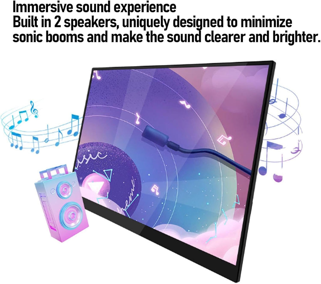 Asixxsix Portable Monitor 11.6 Inch, 2.5K FHD Touchscreen 120HZ, USB HDMI Type C mini HD, 3.5mm Headphone Jack, Lightweight Second Monitor with Stand, for Laptop PC, Plug & Play
