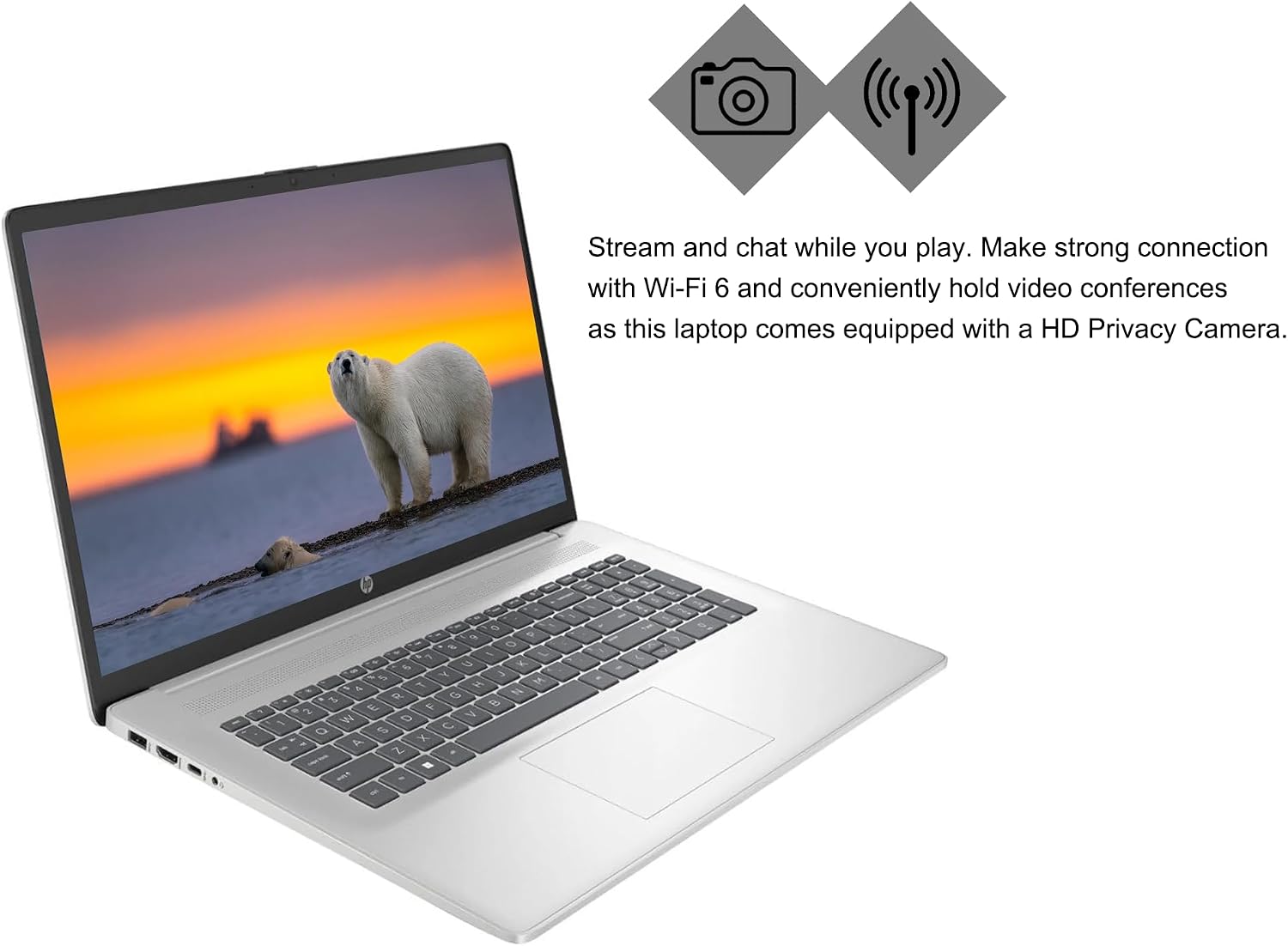 HP 17 Business Laptop 17.3' HD+ Touchscreen AMD 6-core Ryzen 5 7430U (Beats i7-1255U) 64GB RAM 1TB SSD Type-C Fast Charge Long-Lasting Battery Win11Pro ICP Hub