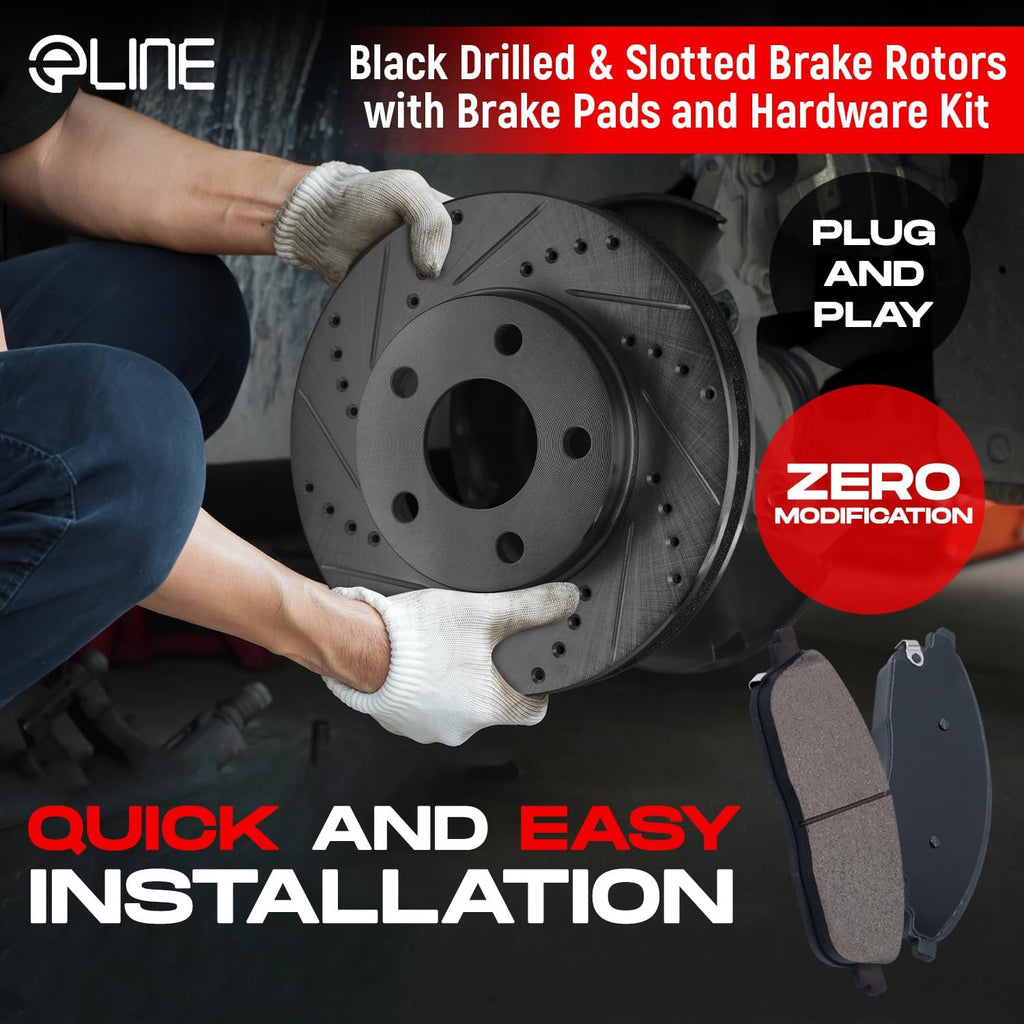 R1 Concepts Front Brake Kit Fits 2011-2017 Lexus CT200h; 2010-2015 Toyota Prius| Optimum Oep Brake Pads and Drilled Slotted Brake Rotors| 10.0' Front