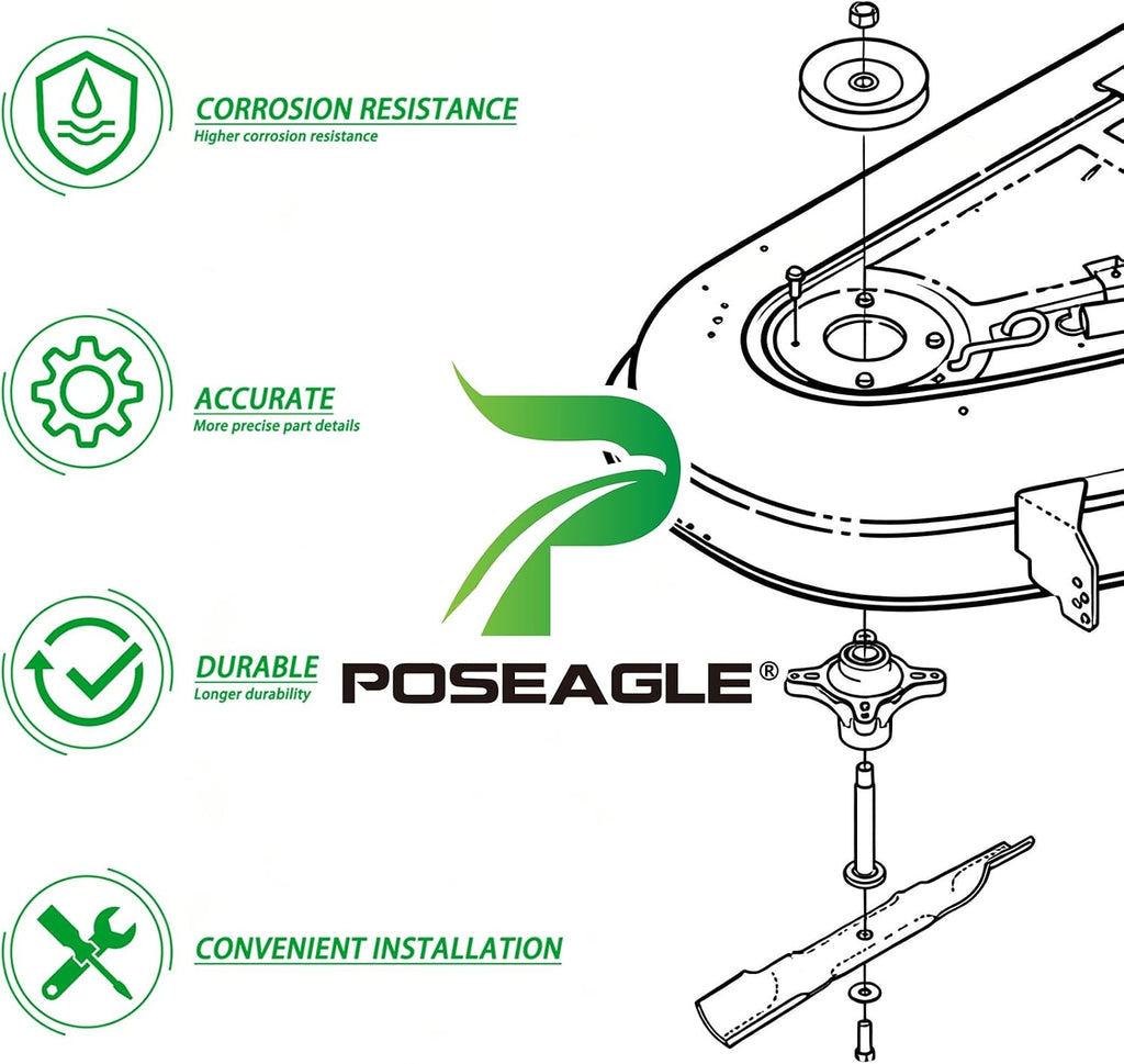 3 Pack 121-0751 Spindle Assembly with 125-5575 Spindle Pulley 106-2175 Idler Pulley 119-8820 Belt 1/2x142 Replaces 139-3214, 117-7267, 117-7439 for Toro 50 Inch Riding Mowers