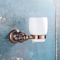 Bathroom Hardware Set Brown Bronze Rose Gold Towel Rack Set Towel Bar Toilet Paper Holder Towel Ring Wall Mounted Bathroom Accessories Kit Wall Mounted,Single Glass(Single Cup)
