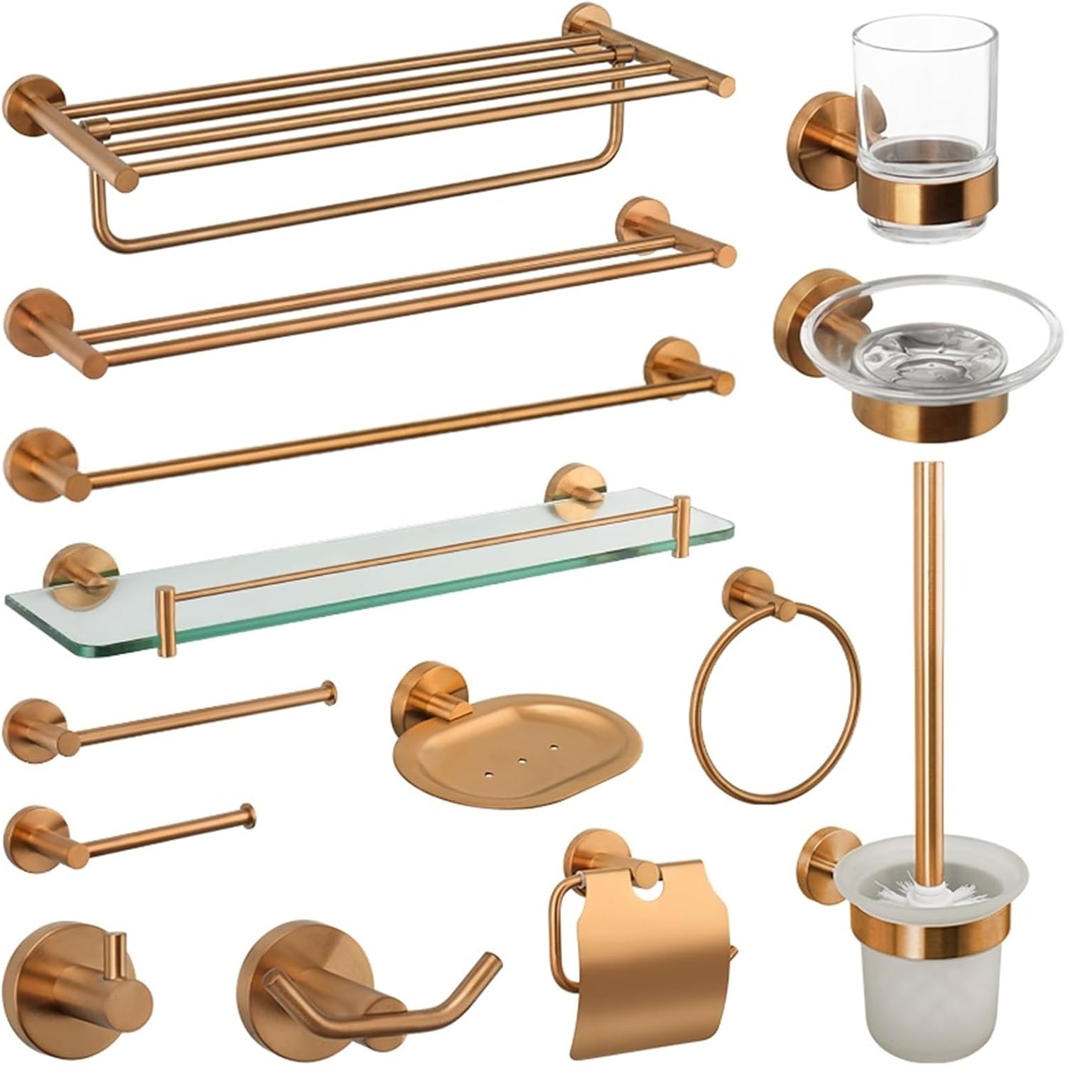 Brushed Rose Gold Bathroom Accessories Toilet Paper Holder Towel Rail Rack Bar Hooks Toothbrush Holder Stainless Steel(Towel Shelf)