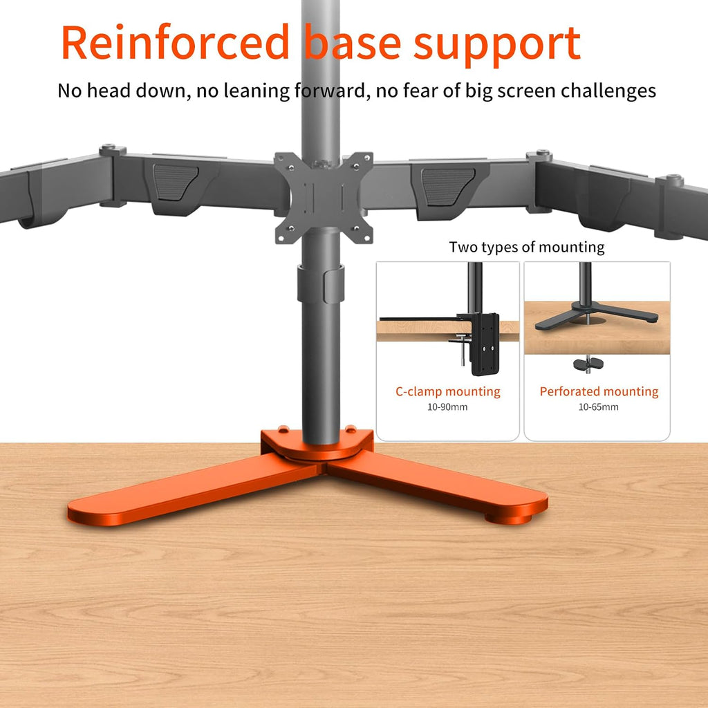 Hex Six Monitor Desk Mount Arm, 6 Screen Fully Adjustable Bracket Stand Fits Screens up to 32 inch, 19.8 lbs Weight Capacity per Screen, Black HLX35JX-6P