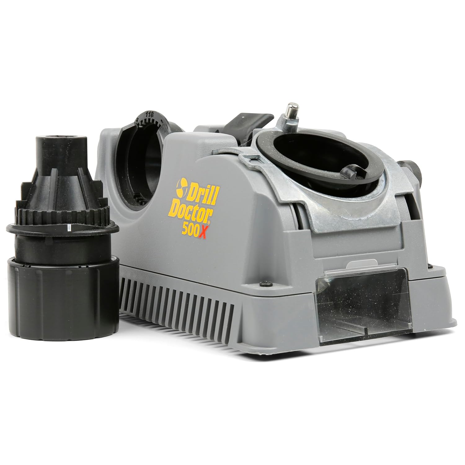 Drill Doctor DD500X Twist Drill Bit Sharpener - 3/32' to 1/2' - Electric Sharpener - High Speed & Portable - For Steel, Masonry, Carbide & Tin-Coated Drill Bits - Adjustable 118° or 135° Angle