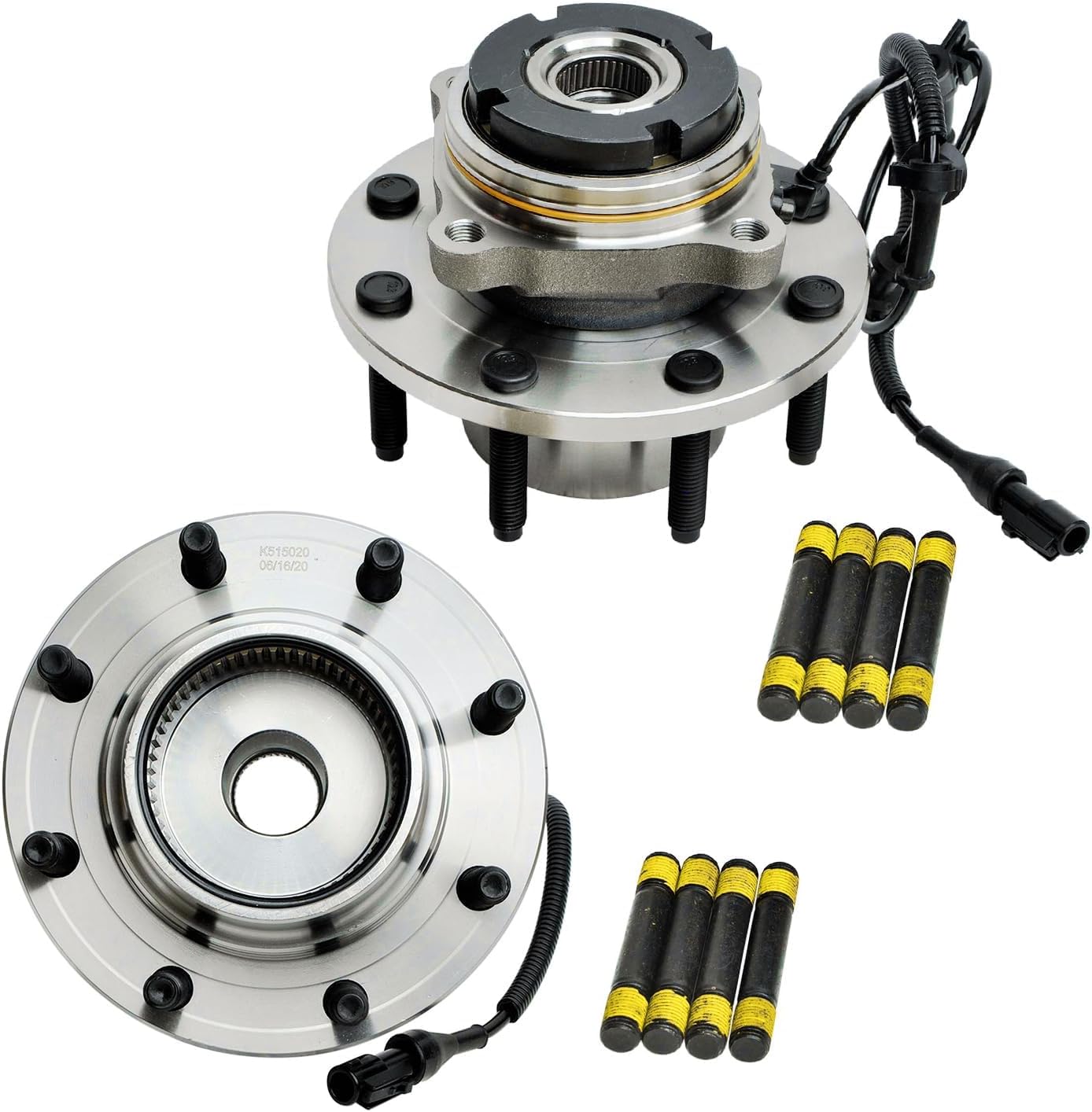 Detroit Axle - 4WD Front Wheel Bearing Hubs Brake Kit for 99-04 Ford F-250 F-350 Super Duty 00-02 Ford Excursion [SRW] Wheel Bearing Hubs Disc Brake Rotors Brakes Pads Replacement : 13.03 inch Rotor
