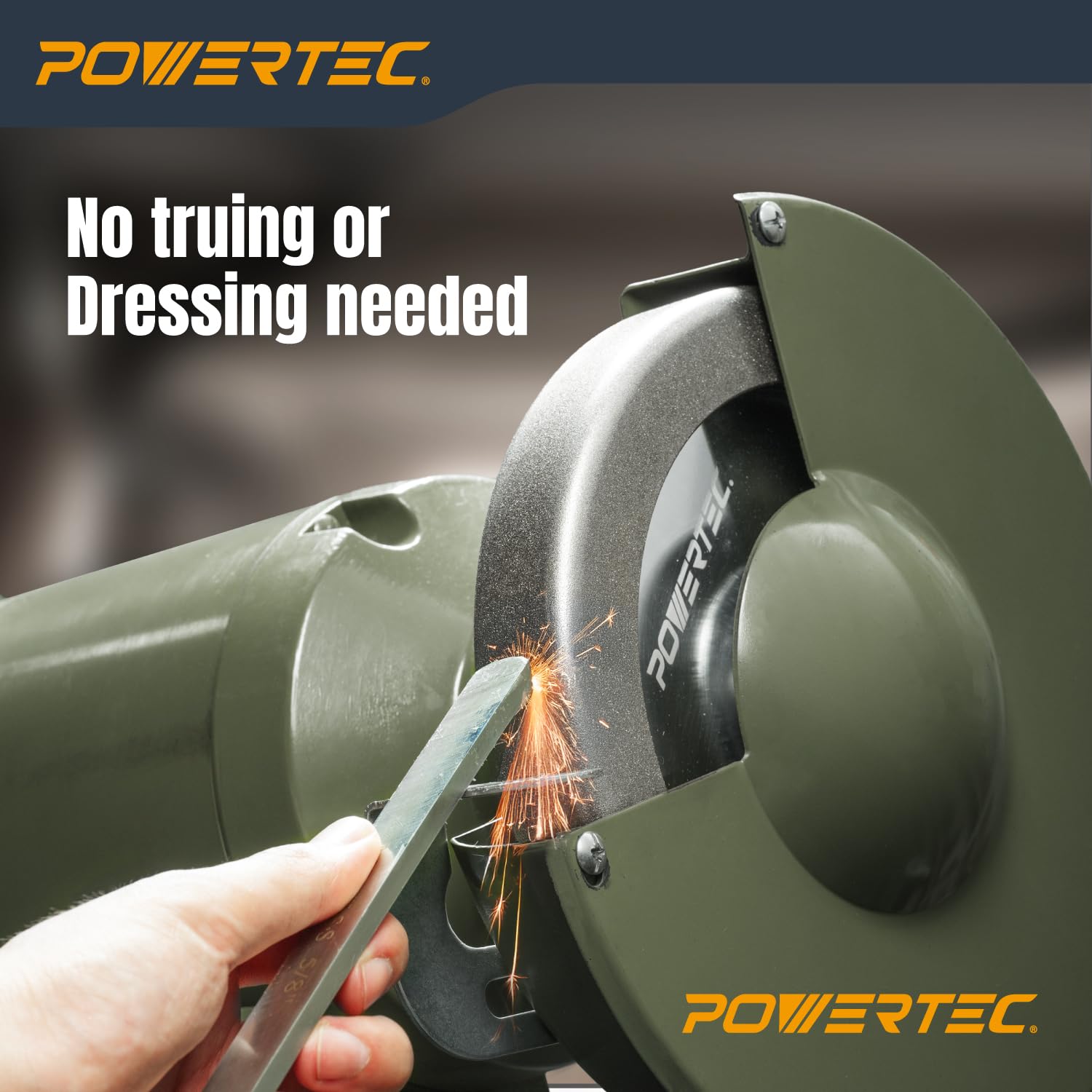 POWERTEC CBN Grinding Wheel 8 Inch, 5/8' Arbor, 8' x 1' Wide 180 Grit Bench Grinder Wheel & 8' x 1-1/2' Wide 80 Grit, 4-in-1 CBN Sharpening Wheel w/ 1/4' Radius Edge and Side Face - 2PK (15710)