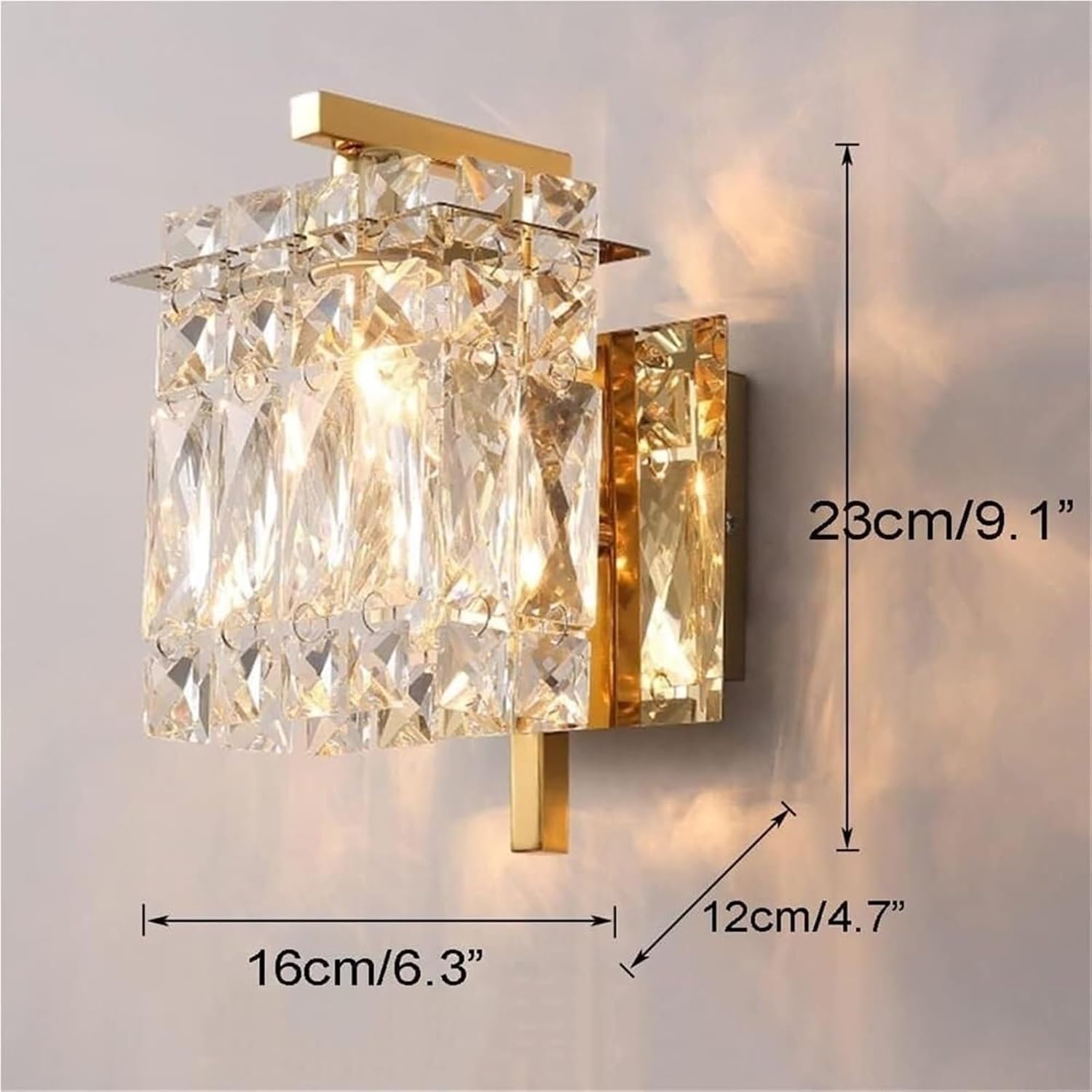 Modern Crystal Wall Sconce E14 Base Wall Lamp Crystal Bathroom Wall Mount Light Home Decoration Over Mirror Lamp Bedroom Wall Lamp for Bedside Living Room Hallway(Gold)(Gold)