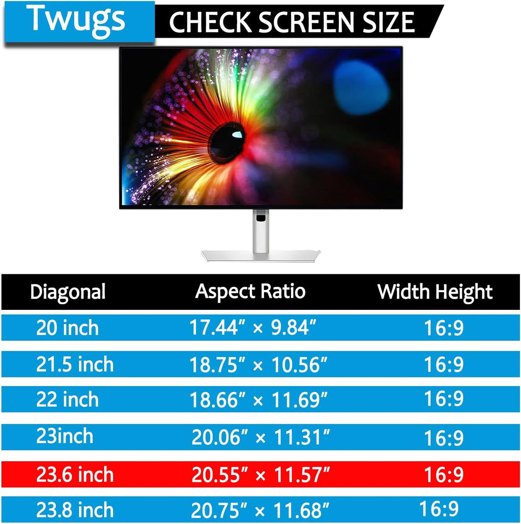 [5 Pack] 23.6 Inch Computer Privacy Screen for 16:9 Aspect Ratio Widescreen Monitor, Eye Protection Anti Glare Blue Light Filter Shield, Removable Anti-Scratch Anti Spy Protector