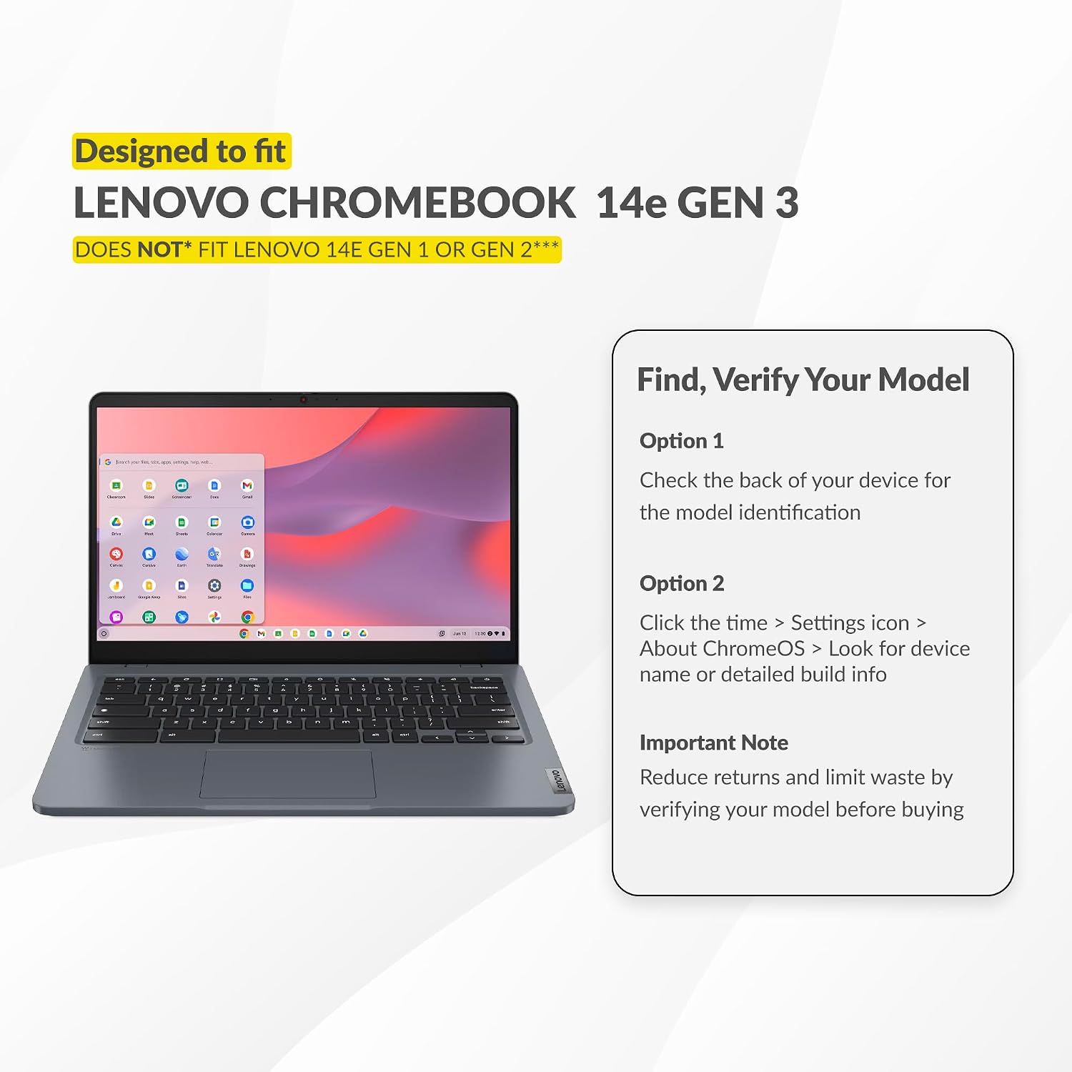UZBL Air Hard Shell Case for Lenovo Chromebook 14e Gen 3, Clear, Student-Proof K-12 Protective Clear Cover (30-Pack)
