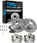 TRQ Rear Brake Pad and Rotor Set Ceramic Vented Rotors Calipers Compatible with 2007-2009 Chevrolet Equinox Pontiac Torrent 2008-2010 Saturn Vue