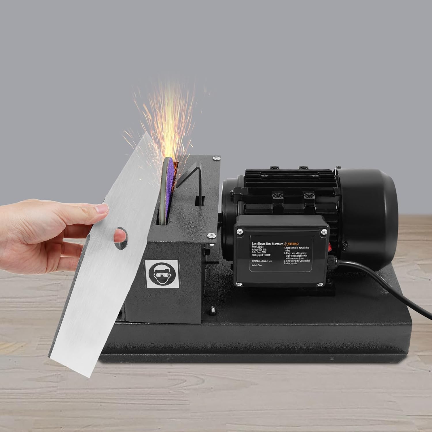2/3HP Lawn Mower Blade Sharpener, 500W Lawnmower Blade Bench Grinder 1700 RPM Bench Mower Sharpening Machine with 7 Inch Ceramic Grinding Wheel for Various Lawnmower Blades