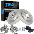 TRQ Rear Brake Pad and Rotor Set Ceramic Solid Rotors Calipers Compatible with 2011-2018 Ford Explorer 2010-2012 Flex 2013-2018 Taurus 2010-2013 Lincoln MKT