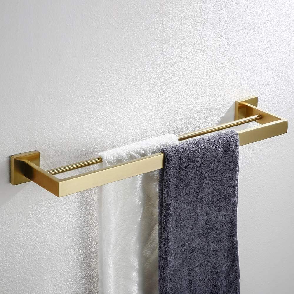 Towel Rack Multi-Function Towel Rack Home Towel Shelf with Wall Mounted Gold Polished Towel Bathroom Accessory Storage/Double Layer Towel Bar It's so Kind of You