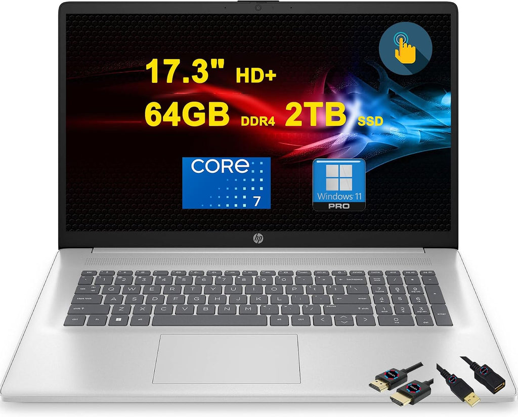HP 17 Business Laptop | 17.3' HD+ Anti-Glare Touch | Intel 10-core 7 150U (>i7-1355U) | 64GB DDR4 2TB SSD | Backlit Type-C Win11Pro w/DLCA Accessory