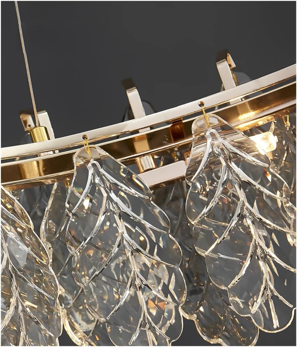 LED Dimmable Crystal Goose Feather Gold Silver Lustre Chandelier Lighting Suspension Luminaire Lampen for Dinning Room,Dining Light Fixtures